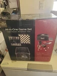 Sharper Image ALL-IN-1 Leather Game Set For Chess/checkers/poker*collectible Itm. Fixed Price $299.99.