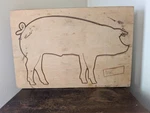 Vintage Pig Wood Cutting Bread Board Out Handles -tylan 15X10X1. Fixed Price $18.00.
