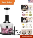 Manual 1.2L Food Chopper With Stainless Steel Blade Hand Press Veg & Fruit Dic. Fixed Price $39.99.