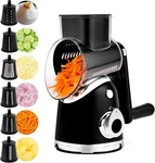 Rotary Cheese Grater Black With Handle & 6 Interchangeable Blades. Fixed Price $52.99.