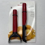Kitchenaid 2-PIECE Set Y-peeler Euro Red Black Dishwasher Safe. Fixed Price $24.99.