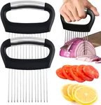 Hendiy 2 Pieces Onion Slicer, Holder For Slicing Tomato Stainless. Fixed Price $18.02.