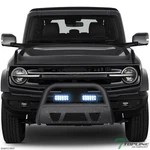 Tlaps 2021-2024 Ford Bronco Matte Black Studded Mesh Bull GUARD+36W Led Bars. Fixed Price $199.00.
