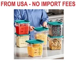 Vigor 4 Qt. Clear Square Polycarbonate Food Storage Container And Green Lid - 6/. Fixed Price $33.95.