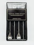 Williams Sonoma Set Of 4 Stainless Steel Spoon Straws Never Used, Orig Box 2008. Fixed Price $29.50.