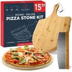3PCS Round Pizza Stone For Oven Set 15" - Comes With Peel And .... Fixed Price $56.37.