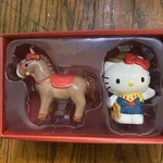 Blue Sky Clayworks - Hello Kitty Cowgirl Salt & Pepper Set 23460. Fixed Price $30.00.
