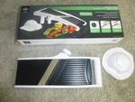 Sharper Image Stainless Steel Adjustable Mandoline Slicer White 15" Long 12SN376. Fixed Price $39.99.