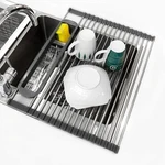 Roll Up Dish Drying Rack Over The Sink, 304 Stainless Stee Drainer, Fold. Fixed Price $32.72.