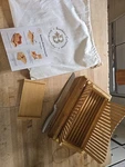 Si Bamboo Bread Slicer With Knife 3 Thickness Foldable Compact. Fixed Price $35.00.