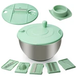 4.25QT Stainless Steel Salad Spinner Wash Bowl,fruit Vegetable Dryer W/ Slicer. Fixed Price $29.99.