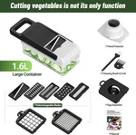 12-IN-1 Vegetable Chopper Slicer 7 Blade Dicer Cutter With Handle & Container. Fixed Price $21.58.
