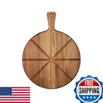Dexas Acacia Wood Pizza Cutting Board 14-INCH Round Paddle Built-in. Fixed Price $38.65.