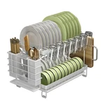 Good Grips 2 Tier Fold Flat Carbon Steel Dish Drying Rack With Drainboard White. Fixed Price $48.97.
