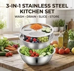 3 IN1 Vegetable Slicer Grater Drain Basket Salad Maker Bowl Stainless Steel. Fixed Price $29.99.