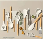 12 Pcs Durable Silicone Kitchen Tools Set Heat-resistant, Safety-certified Khaki. Fixed Price $30.00.