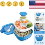 Dishwasher Safe 54 Oz Salad Bowl With Toppings Tray - Perfect For Healthy Eating. Fixed Price $26.99.