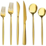 Astercook Silverware Set 48-PIECE Gold Flatware With Steak Knives Food-gr.... Fixed Price $99.42.