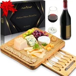 Nutrichef Bamboo Food Serving & Slicer Platter - Cheese Board Presentation. Fixed Price $54.99.