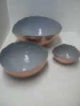 Melange Home Decor Copper Collection, Set Of 3 Oval Bowls - 6", 9" And 12", Grey. Fixed Price $22.48.