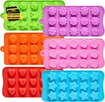 6 Pcs Flower Silicone Chocolate Molds Set, 15-CAVITY Rose Heart Star Candy. Fixed Price $18.15.