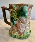Antique George Jones Majolica "park" Pitcher Replica Of Frogs & Flowers. Fixed Price $75.00.