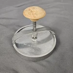 Vintage Androck Aluminum Spring Punch Biscuit Cookie Cutter Wood Knob Handle. Fixed Price $12.95.