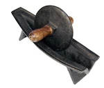 Rare Antique Herb Grinder Cast Iron Trough & Grinding Disc Wood Handle Original. Fixed Price $300.00.