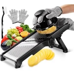 Stainless Steel Mandoline Slicer With 5 Blades & Holder Hand Guard Food Chopper. Fixed Price $54.62.