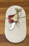 Christmas Marble Cheese Board Xmas Charcuterie Cutting Tray Winter With Knife. Fixed Price $15.00.