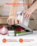 Vegetable Chopper, Food Veggie Cutter With 3 Stainless Steel Blades, Silver. Fixed Price $64.11.