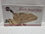 New Open Box Norpro Deluxe Acrylic And Wood Bread Slicer With Crumb Catcher. Fixed Price $14.39.