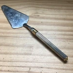 Vintage 1980S Premium Silver Plated Cheese Slicer Spatula W/ Gold Deco 10.25"L. Fixed Price $25.99.