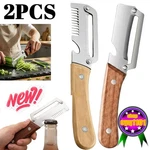2 Pcs 3-IN-1 Multifunctional Vegetable Peeler With Wooden Handle,julienne Slicer. Fixed Price $14.38.