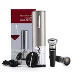 Saraudy Electric Wine Opener Set, Rechargeable With 2 Vacuum Small, Silver. Fixed Price $26.62.
