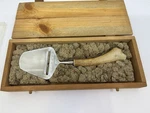 Vintage Kn Rostfri Cheese Plane Slicer W/ Bone Handle Wood Box Made Sweden. Fixed Price $26.00.