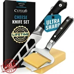 Cutluxe 2-PCS Cheese Knife Set Stainless Steel 3.5" Slicer Pakkawood. Fixed Price $69.99.