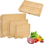 3 Pcs Bamboo Cutting Board Set With Stand Juice Groove Handle Double Sided. Fixed Price $64.97.
