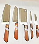 5PCS Thai Kiwi Brand Knives Wood Handle Kitchen Blade Stainless - ( #830 Set ). Fixed Price $39.99.