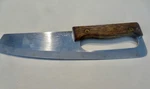 Vintage 11" Steel Stainless Blade Chopper Cutter Solid Wood Handle. Fixed Price $6.99.