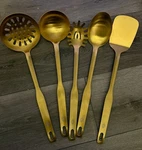 Ideale Ipac 5-PIECE Gold Stainless Steel Kitchen Utensil Set Italian Design. Fixed Price $59.00.