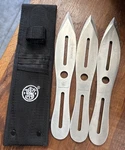 Set Of 3 ) &w Bullseye Throwing Knives W/ Sheath. Fixed Price $23.74.