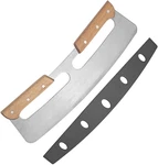 Sharp Pizza Cutter Stainless Steel Rocker Blade Knife Wooden Handle & Cover 14". Fixed Price $9.97.