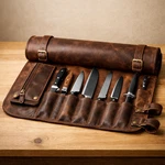 Leather Knife Roll Bag Handmade Organizer Case For Chefs Travel. Fixed Price $89.00.