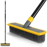 Heavy Duty Broom Wire Floor Scrub Brush With Long Handle, 2 In 1 Scrape Yellow. Fixed Price $30.75.