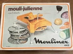 Vintage Moulinex Mouli-julienne Slicer Grader Model 445 Original Box & Discs. Fixed Price $24.99.