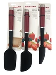 New Kitchenaid Empire Red Hera 3 Piece Spatula Set - Narrow Jar, Spooon, Scraper. Fixed Price $45.60.