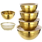 5 Pcs Golden Mixing Bowls, Stainless Steel Salad With Airtight Lids, Mi.... Fixed Price $51.37.